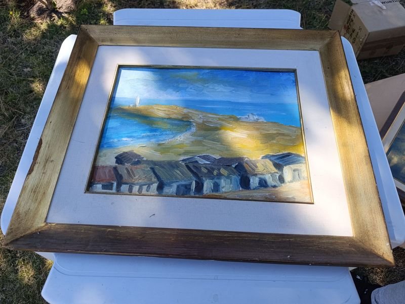 Lote siguiente: Pinturas enmarcadas de escenas al aire libre