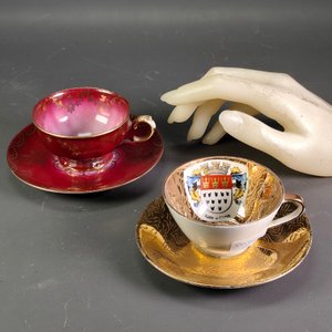 Dúo de Tazas de Café de Porcelana Alemana con Escudo "Köln a. Rhein" - imagen 3