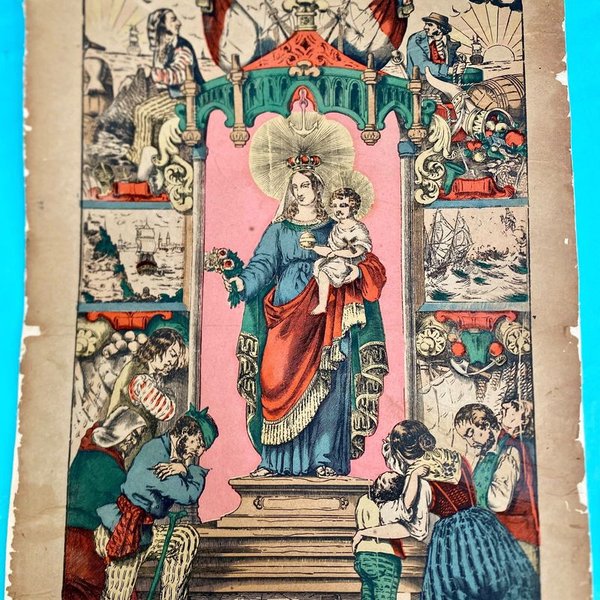 Lámina religiosa francesa antigua "Image d'Épinal" siglo XIX - imagen 1
