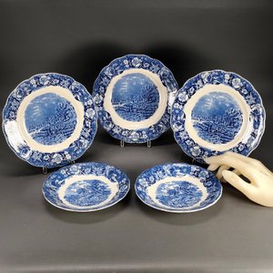 Lote de 5 Platos de Loza Inglesa "Teddington Locks" - Palissy Pottery - imagen 3