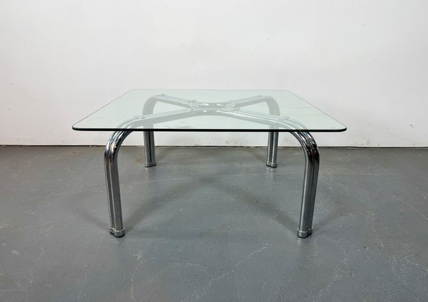 Mesa de Centro Tubular Cromada con Tapa de Cristal - imagen 1