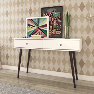 Lote siguiente: Mesa Aparador Retro Blanca con 2 Cajones y Patas Cónicas