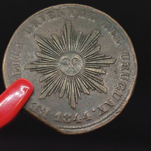 Moneda de Cobre de Uruguay 20 Centésimos Año 1844 - Marcos Silvera Variante 5.1.1 - imagen 4