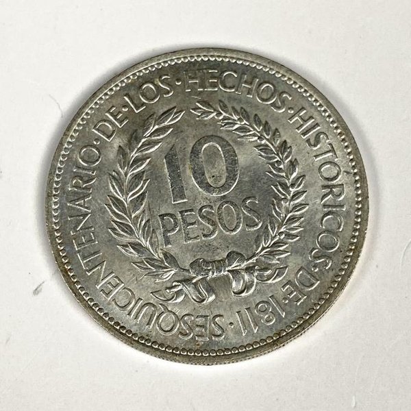 Moneda de Plata "El Gaucho" 10 Pesos Uruguayos 1961 - imagen 1