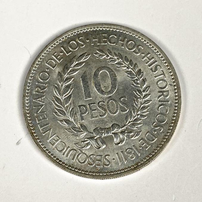 Moneda de Plata "El Gaucho" 10 Pesos Uruguayos 1961