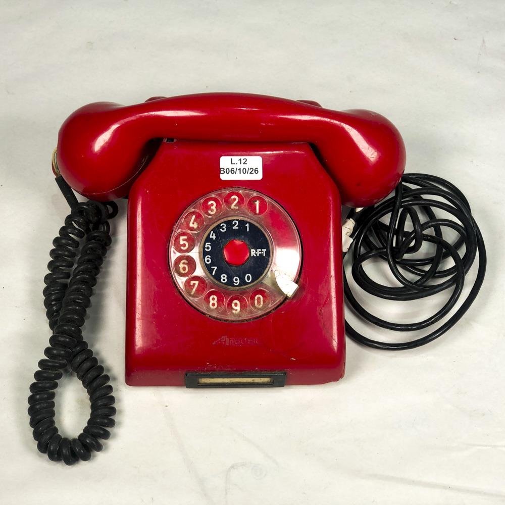Teléfono Antel Rojo Vintage con Disco Numérico