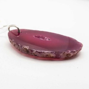 Dije Ovalado de Ágata Fucsia con Argolla de Plata - imagen 2