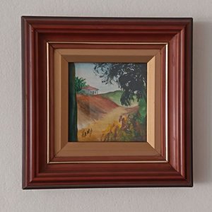 Dos Cuadros Pequeños Enmarcados: Paisaje de Campo y Paisaje Expresionista - imagen 2