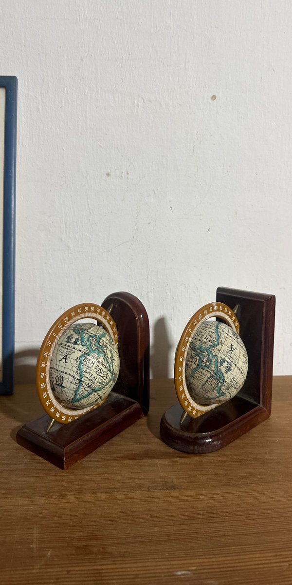 Par de Apoyalibros Globo Terráqueo Vintage