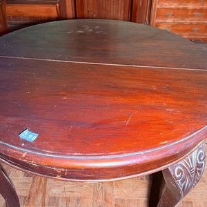 Mesa Extensible Reina Ana Antigua de Madera Oscura - imagen 5