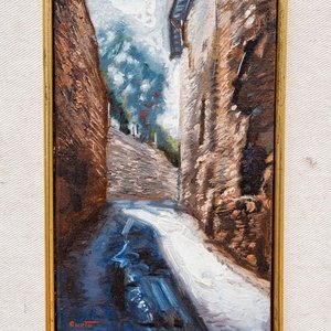 Pintura al Óleo "Calle de Pueblo" por Sergio Curto - imagen 2