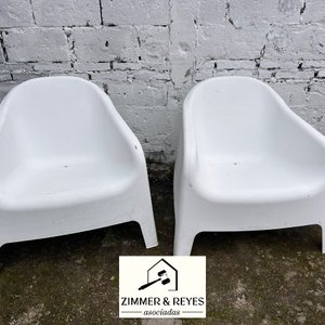 Par de Sillones Blancos de Plástico para Exterior - imagen 3
