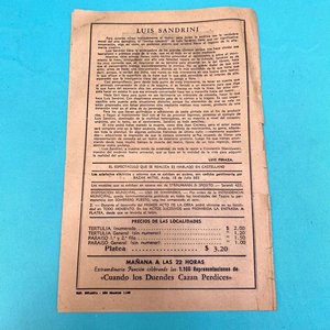 Programa de Luis Sandrini en Teatro Artigas, Temporada 1954 - imagen 3