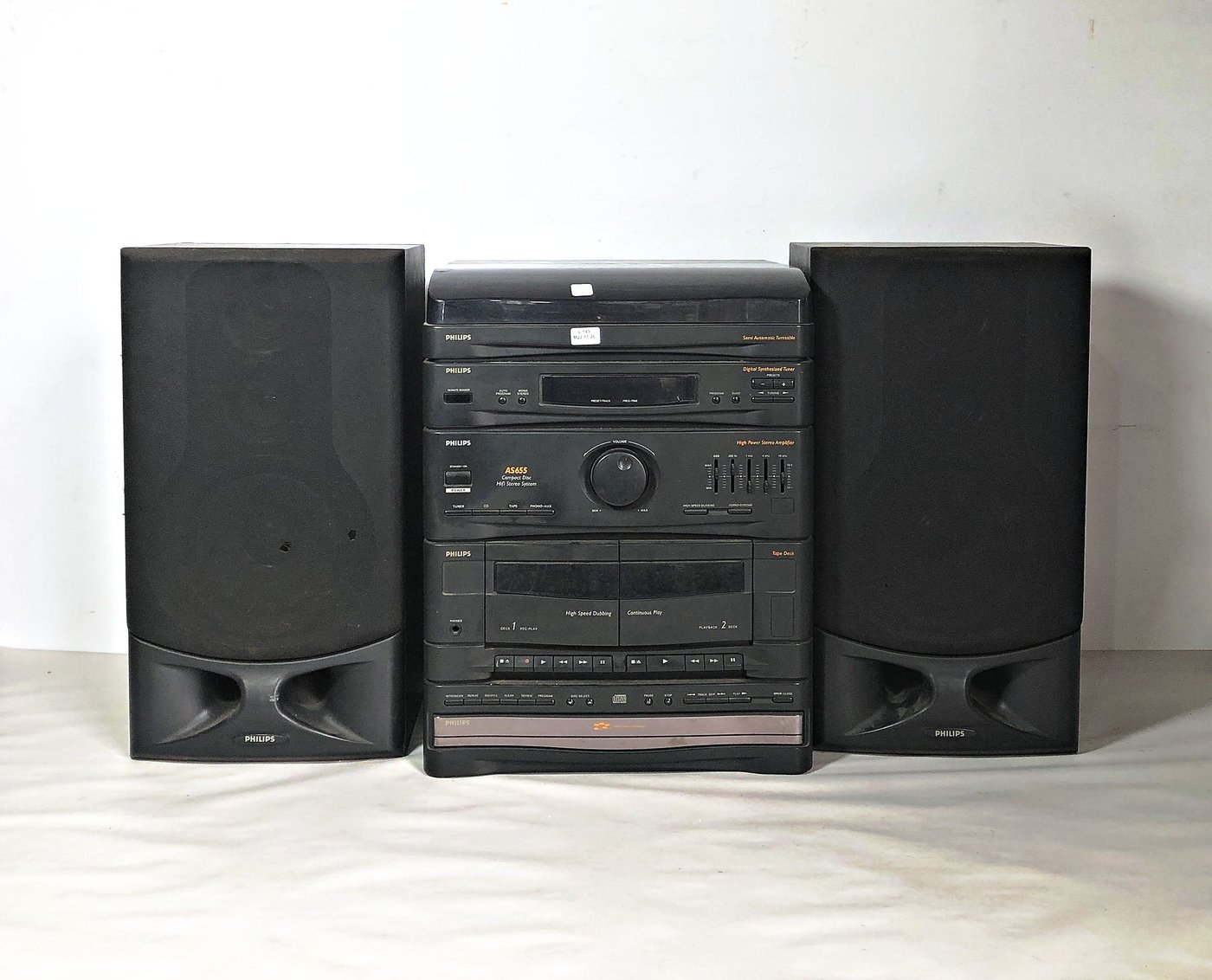 Equipo de Audio Philips AS655/21 con Tocadiscos y Dos Parlantes