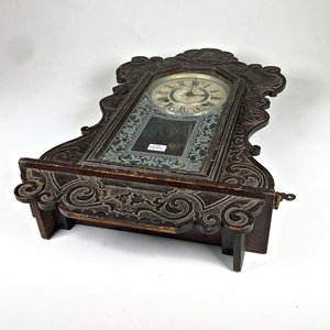 Reloj de Pared Antiguo con Péndulo y Llave, Caja de Madera Tallada - imagen 6