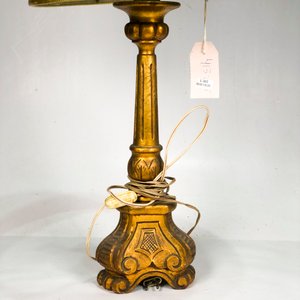 Lámpara de Mesa Antigua Estilo Barroco en Madera Dorada - imagen 3