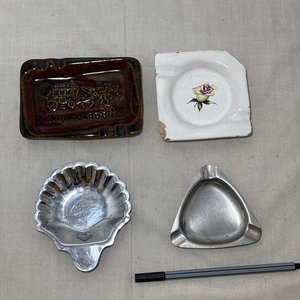 Conjunto de Ceniceros y Platos Pequeños de Porcelana y Metal - imagen 1