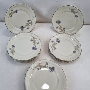 Juego de 12 Piezas Vajilla Antigua Porcelana Weimar Baviera Floral Plateado - imagen 3