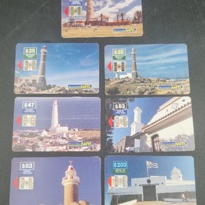 Lote de 7 Tarjetas Telefónicas Antel de Uruguay con Faros - imagen 3