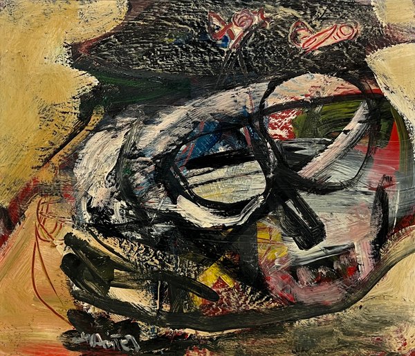 Pintura de Hugo Nantes 'Rostro' en acrílico sobre fibra