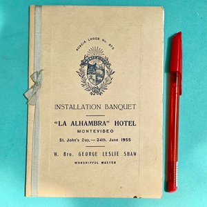 Lote anterior: Menú Masónico Logia Acacia N.º 876, Hotel La Alhambra, Montevideo 1955