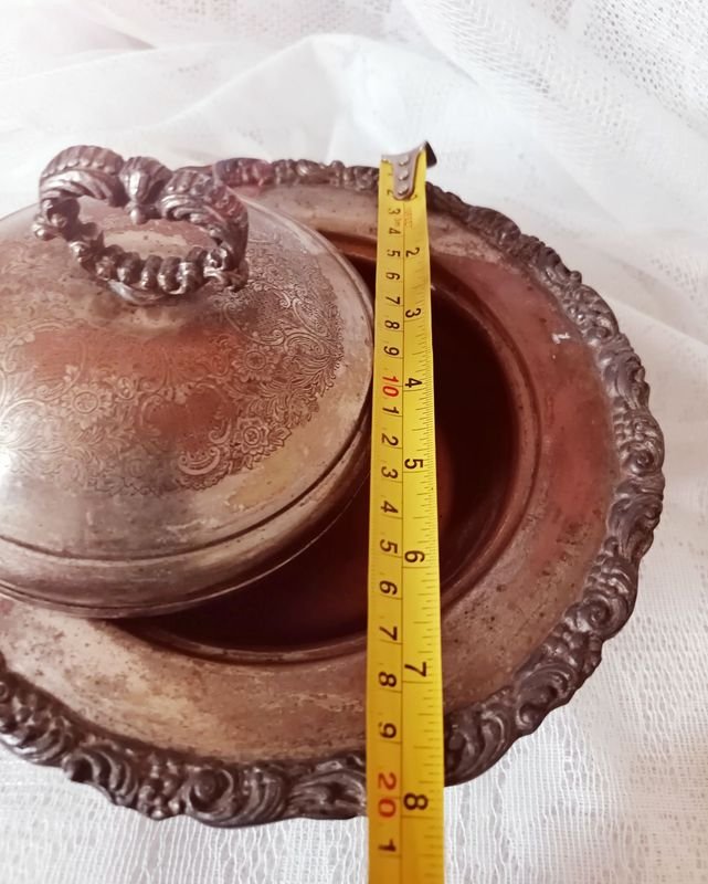 Sopera o Centro de Mesa Antiguo en Metal Plateado - Estilo Victoriano - imagen 8