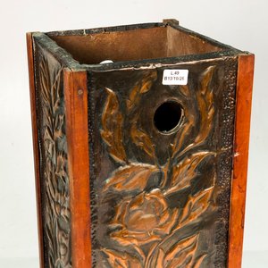 Paragüero Vintage de Cobre y Madera con Diseño Floral - imagen 3