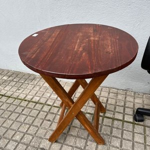 Mesa Plegable Circular de Madera y Silla de Escritorio Tapizada - imagen 2