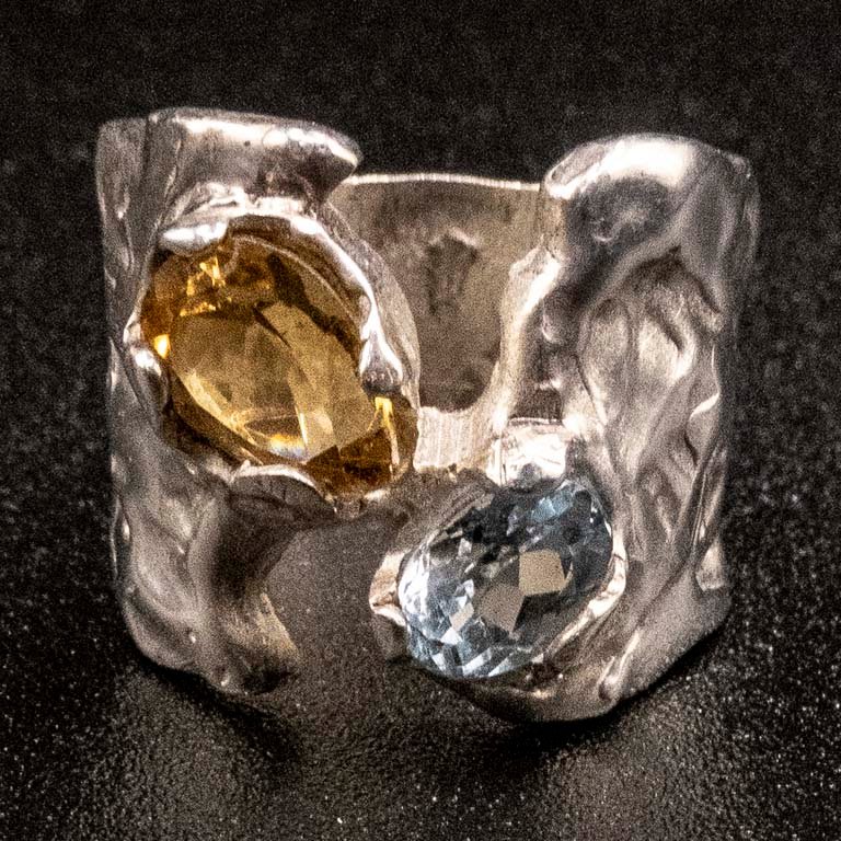 Anillo de Plata 925 con Topacio y Citrino