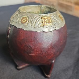 Mate de Calabaza con Detalles en Plata y Oro, Sellado Martinez Hermano - imagen 1