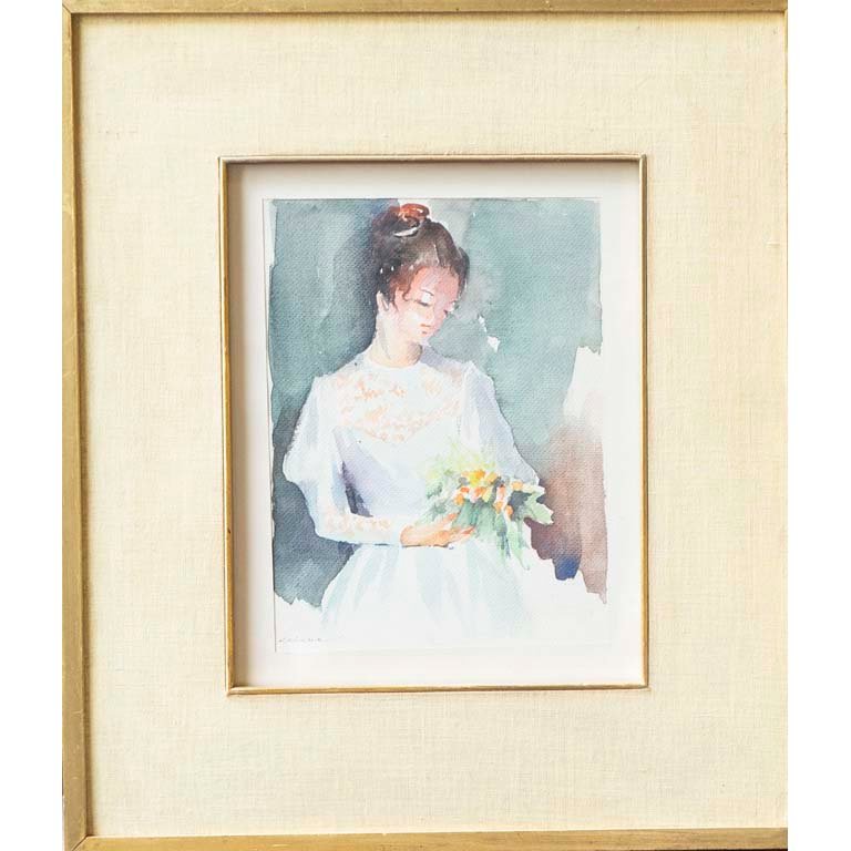 Acuarela "Novia" enmarcada, 24 x 18 cm