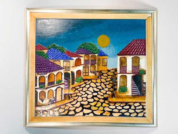 Cuadro Técnica Mixta "Paisaje Nocturno" por A. Jablonka (1986) - imagen 1