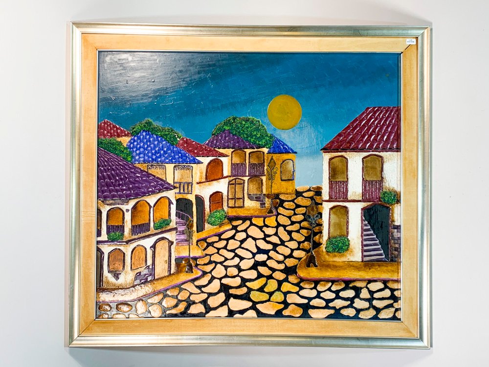 Cuadro Técnica Mixta "Paisaje Nocturno" por A. Jablonka (1986)