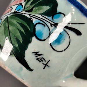 Dúo de Taza y Plato de Cerámica Mexicana Pintada a Mano con Diseño de Ave - imagen 7