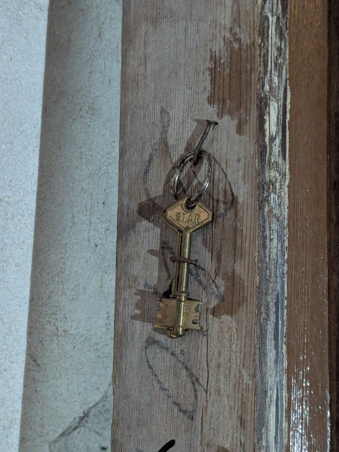 Puerta antigua vidriada en cedro, con reja y marco de pinotea. - imagen 12