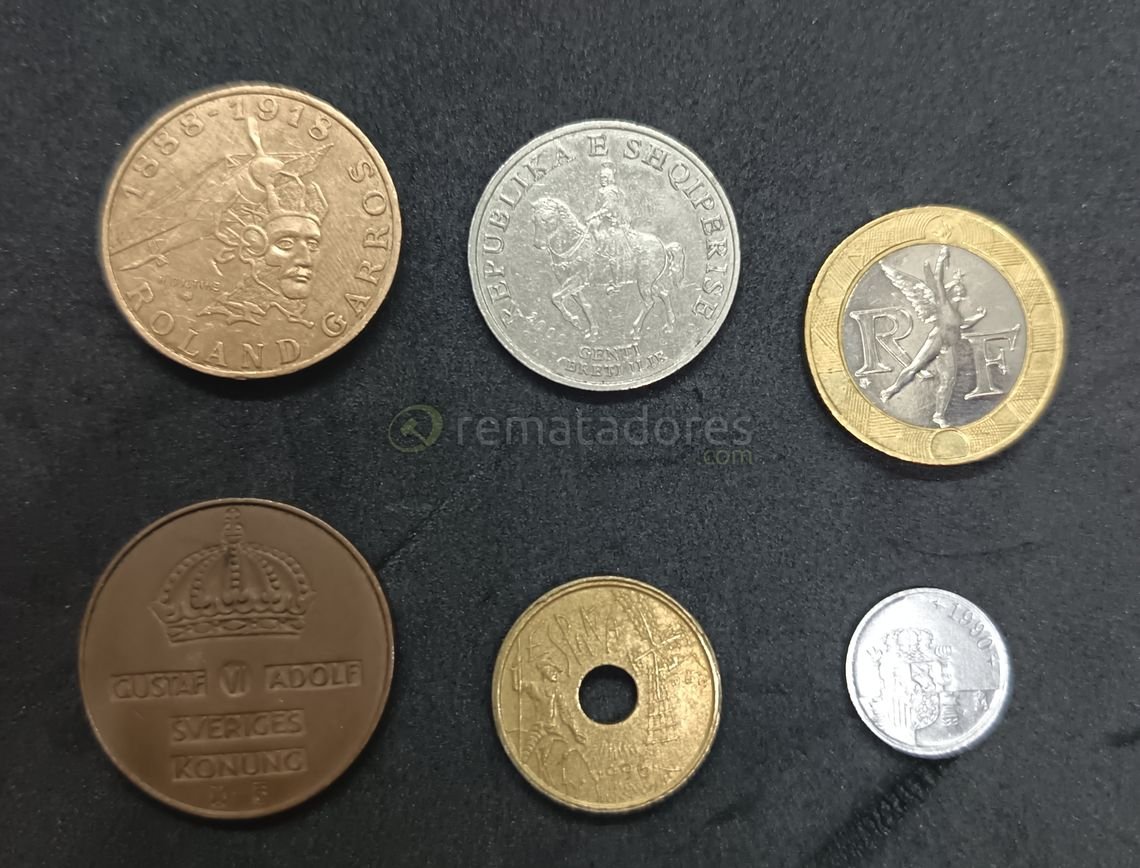 Colección de 6 Monedas Extranjeras: Francia, Suecia, Albania y más