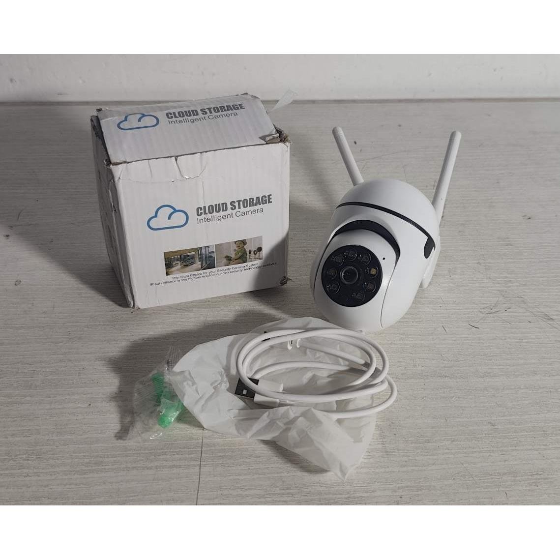Cámara de Seguridad Inteligente Blanca con Almacenamiento en Nube