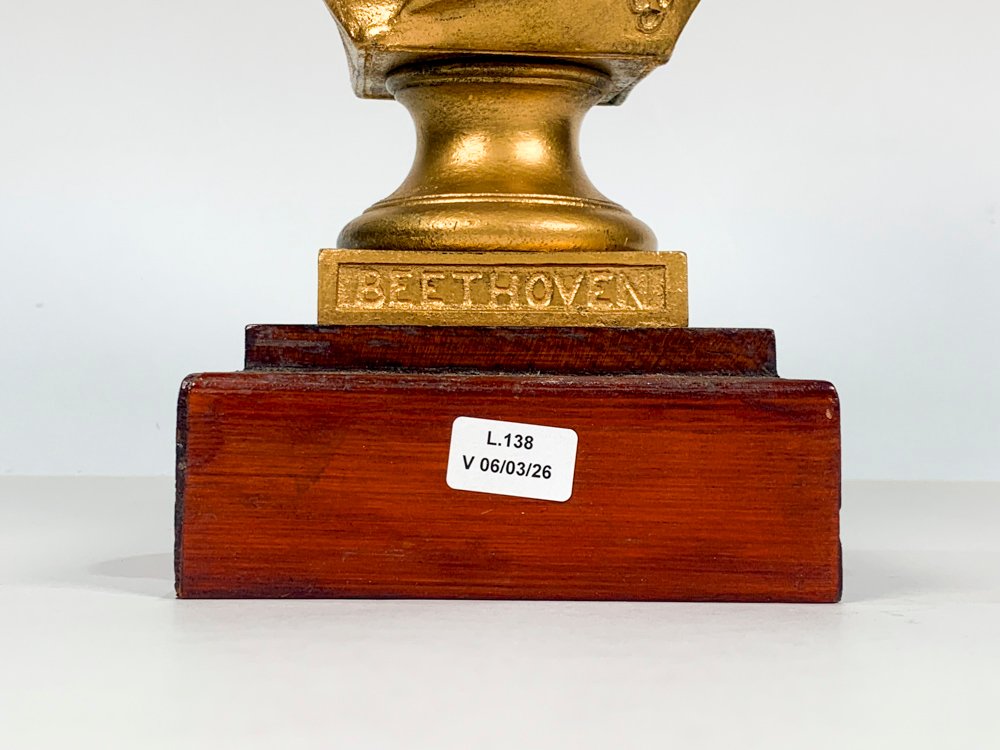 Busto de Beethoven en metal dorado - imagen 3