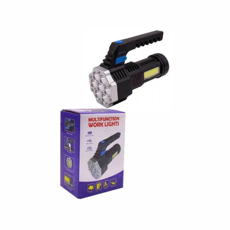 Linterna LED Recargable Multifunción con Luz Lateral y Puerto USB