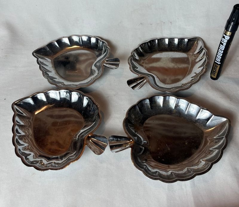 Set de 4 Copetineros Hoja en Acero Inoxidable