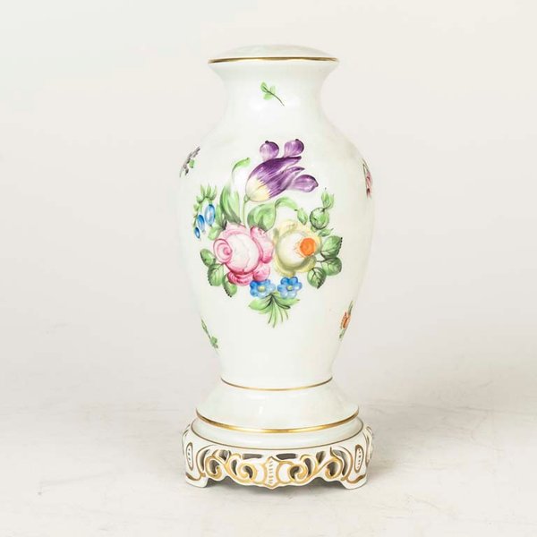 Base de Lámpara de Porcelana Húngara con Flores Pintadas