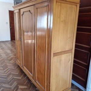 Antiguo Roper de Tres Cuerpos en Madera Noble con Espejo Ovalado - imagen 4