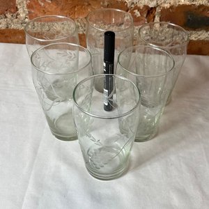 Juego de 6 Vasos de Cristal Tallados con Diseño Floral - imagen 3
