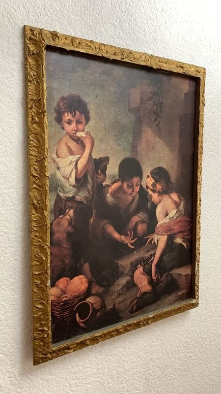 Cuadro antiguo con niños y jardín - imagen 3