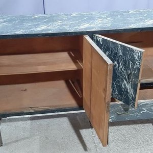 Mesa y Bargueño de Cerámica Marmolada con Patas Metálicas - imagen 2