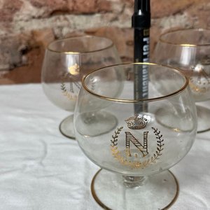 Juego de 5 Copas de Cognac Napoleon con Borde Dorado - imagen 2