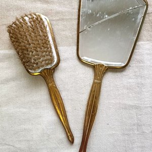 Juego de Tocador Vintage con Espejo y Cepillo Metálicos - imagen 2