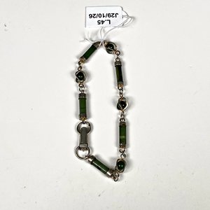 Pulsera de Piedras Verdes y Metal Plateado, 16 cm - imagen 2