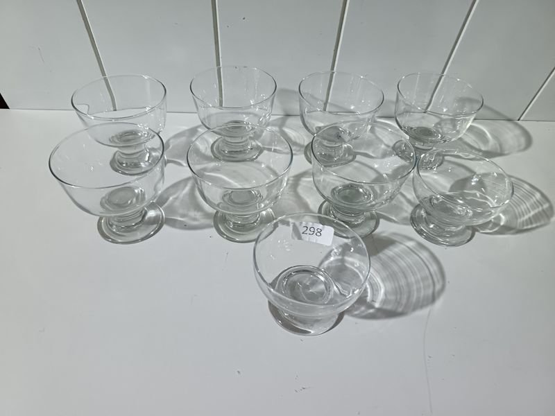 Lote de 9 Copas para Helado de Vidrio Transparente
