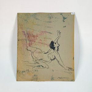Lote siguiente: Cuadro Tinta sobre Cartón: Hombre en Movimiento de Gimnasia por E. Vernaza